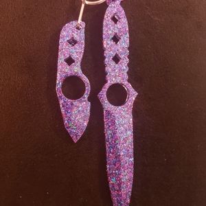 Galaxy Glitter Self Defense Knife Key ChainSet